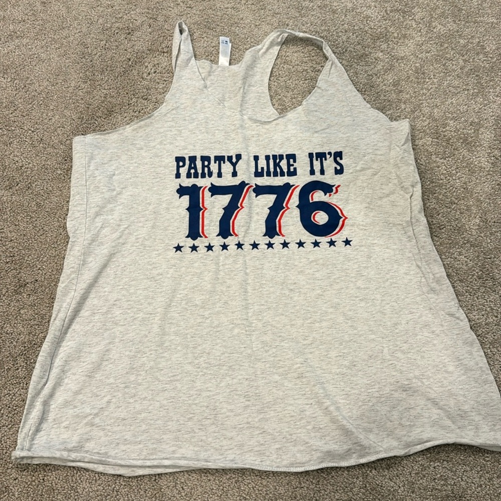 “Party Like It’s 1776” American Pride 4th of July Funny Graphic Tank Top Gray